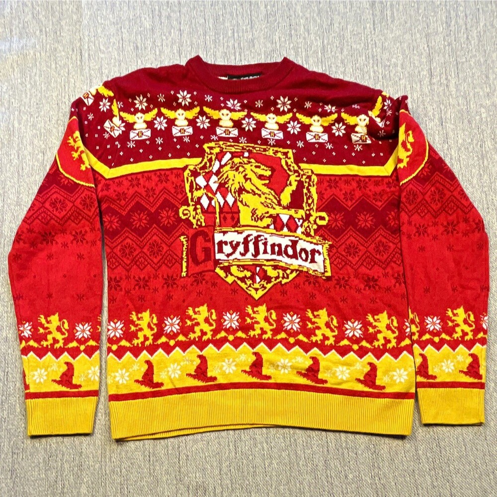 Harry Potter Gryffindor Ugly Christmas Sweater Fits L/XL Wizarding World Knit